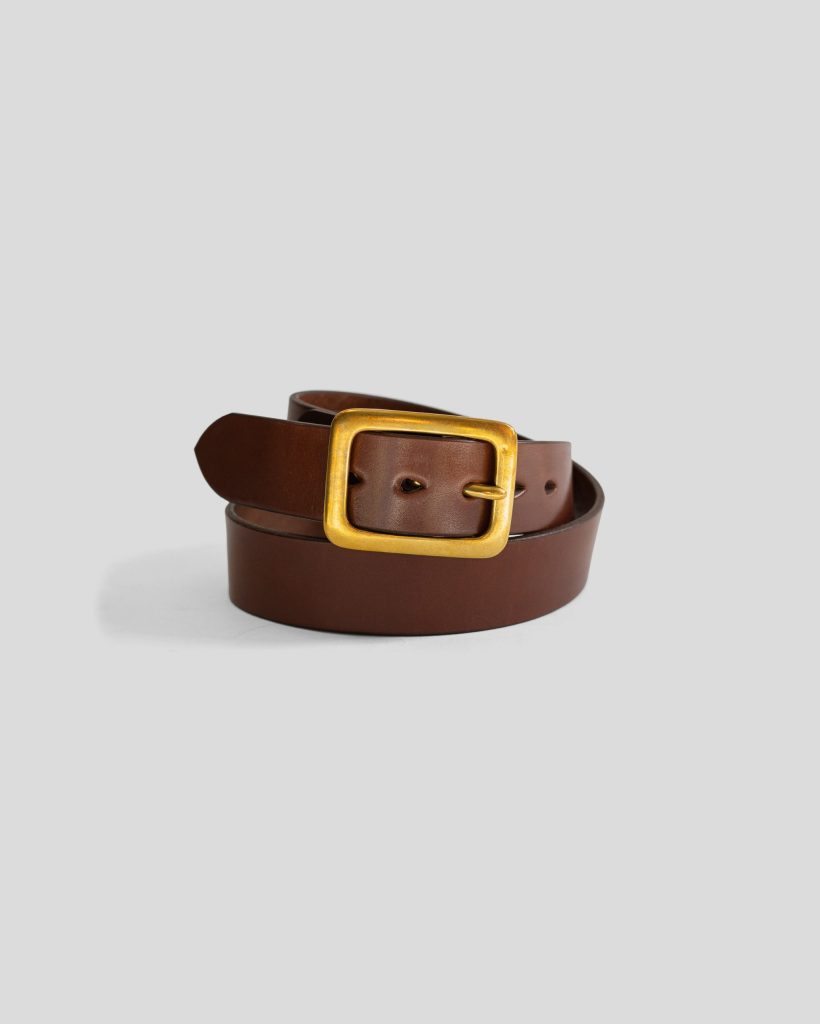 Heavy Duty "Tochigi" Leather Belt with Brass Garrison Buckle IHB-11-BRN | Brown