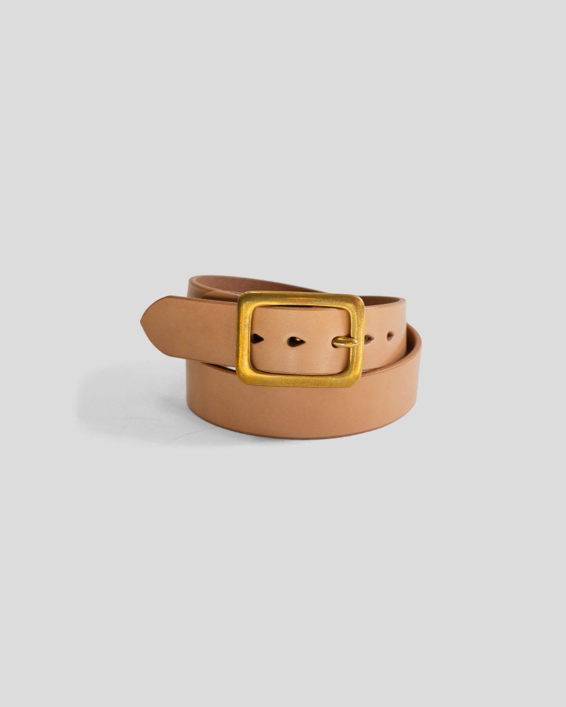 Heavy Duty "Tochigi" Leather Belt with Brass Garrison Buckle IHB-11-NAT | Natural