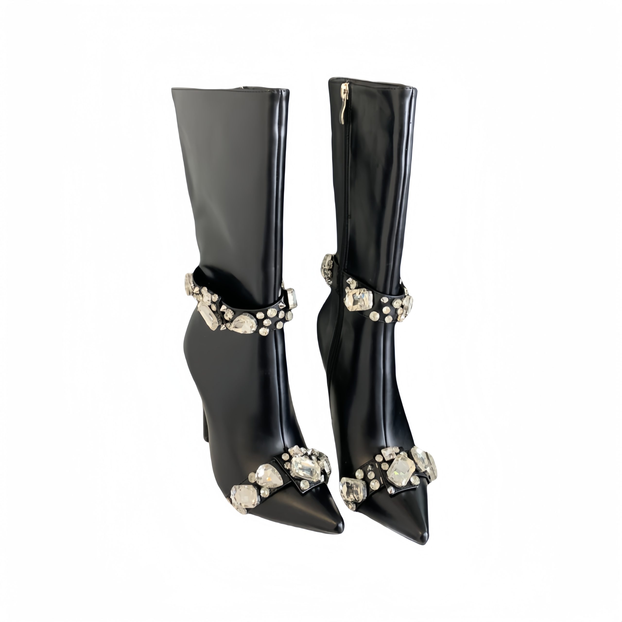 Heavy Rhinestone High Heel Pointed Toe Women's Boots 2024 New Stage High Heel Water Shoes Hot Girl Style 35-42 - Image 5