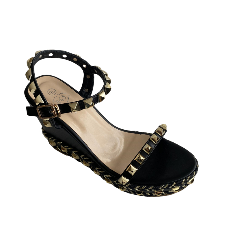 2026 New Rivet Single-Buckle Wedge Heel Sandals for Women 34-39 - Image 5