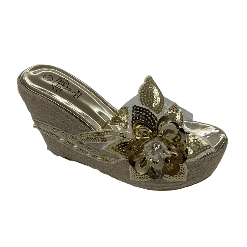 2024 Summer Korean Style Sequin Flower Transparent Wedge Woven High Heel Sandals - Style bb87d4 - Image 5