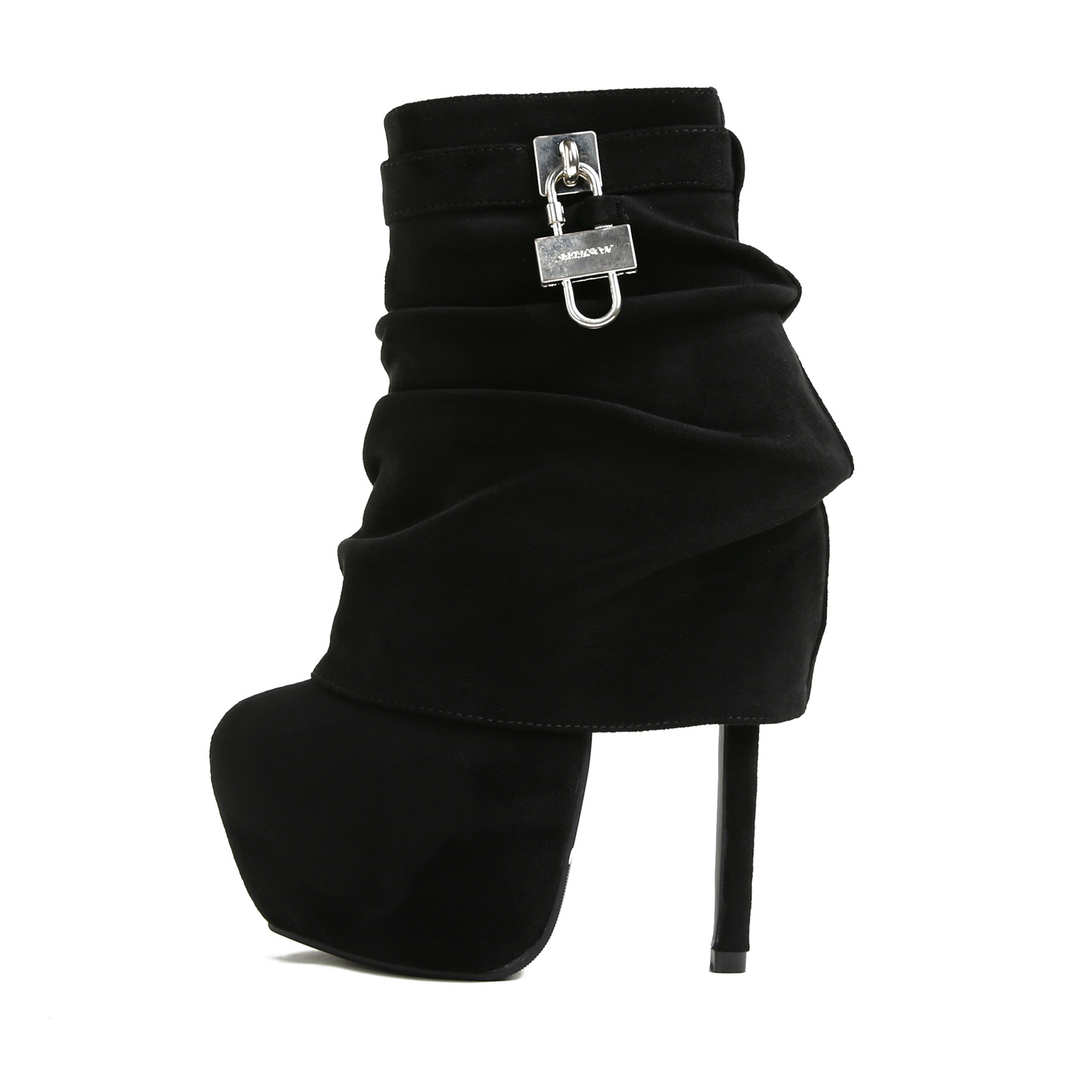 2024 New European American Style Round Toe Waterproof Platform High Heel Boots Fashion Wrinkled Metal Buckle Women Shoes - Image 5