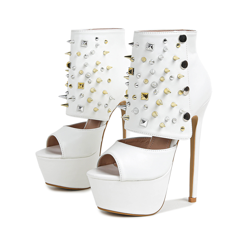 2025 New Runway Heavy Rivet Decorated Peep Toe Hollow Buckle Four-Season Fashion Boots for Women - Image 5