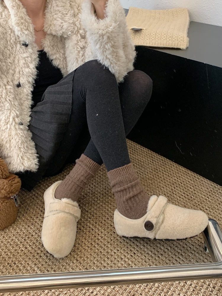 Women's Winter Fleece Lined Thick Sole Clog Slippers - Furry Mule Shoes - Image 2